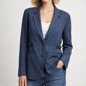 Maeve Women’s Blue Pinstripe Blazer Size 12  Single Button Career Jacket